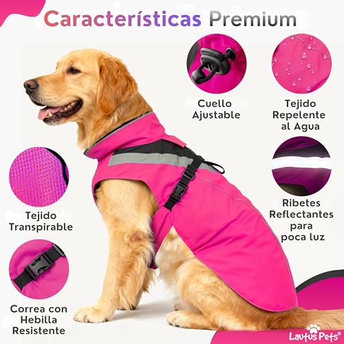 Imperméable chien moyen avec ouverture laisse et sangle réglable - 7