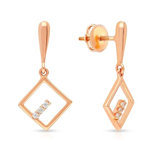 18 KT (750) purity Rose Gold Malabar Gold and Diamonds Gold Earring STZLDZRURGY016_R for Women