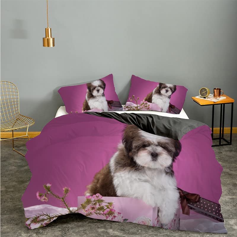 Housse de couette 160x200 parure de lit microfibre avec 2 taies d'oreiller