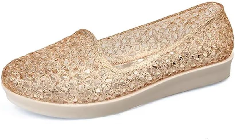 Women's Jelly Sandals Ballet Shoes Slip On Flats Hollow Out Loafers