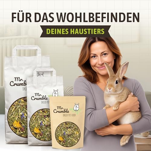 Mr. Crumble Struktur-Futter Wildwiese 1 kg – Getreidefrei & Pelletfrei – mit Kräutern & Blüten – hoher Rohfaseranteil für Verdauung & Zahnpflege bei Kaninchen, Chinchillas, Meerschweinchen & Degus