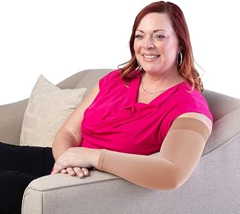 Sigvaris Specialty 562 Secure 20-30 mmHg Lymphedema Compression Armsleeve w/Dot Top Band Beige M4