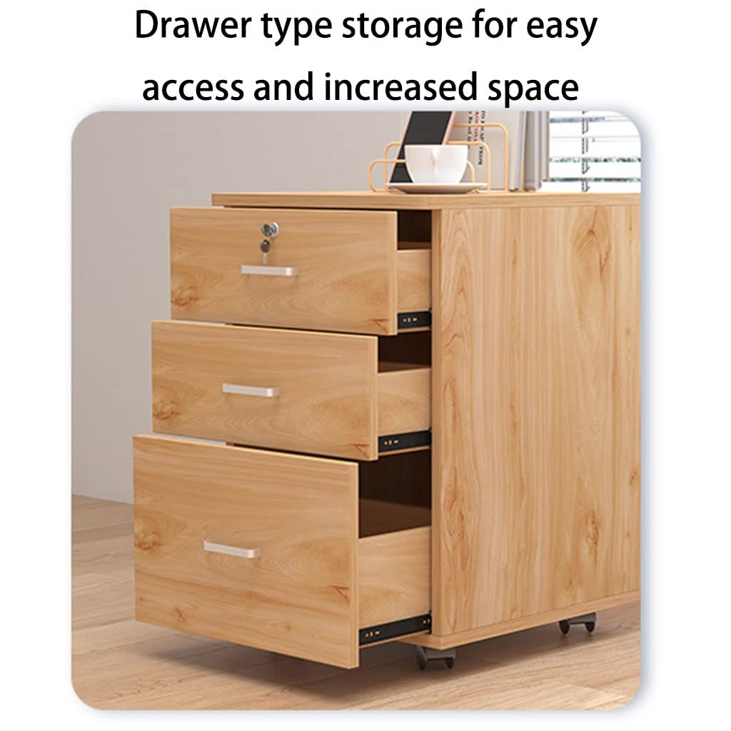 Aktenschrank Abschließbarer Aktenschrank aus Holz for das Home Office, Aufbewahrungsschrank mit universeller Radbremse, große Speicherkapazität (Color : Brown, Size : 40x40x60cm)