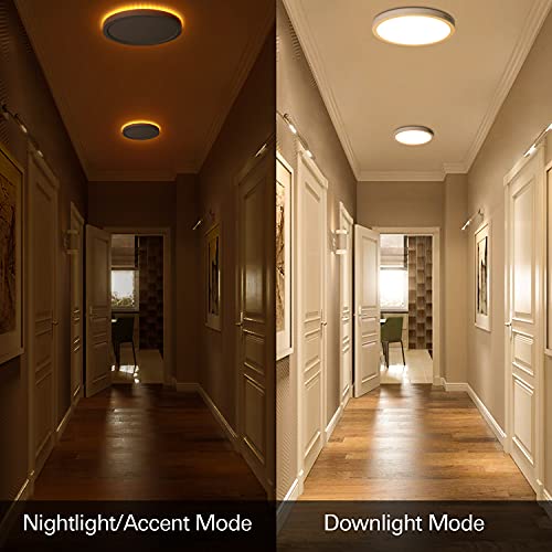 13 Inch Led Flush Mount Ceiling Light With Night Light, 24W, 2400Lm, 3000K/4000K/5000K Selectable, Round Flat Panel Light, Dimmable Ceiling Light Fixture For Dining Room, Bedroom, Kitchen, Hallway #TOP1