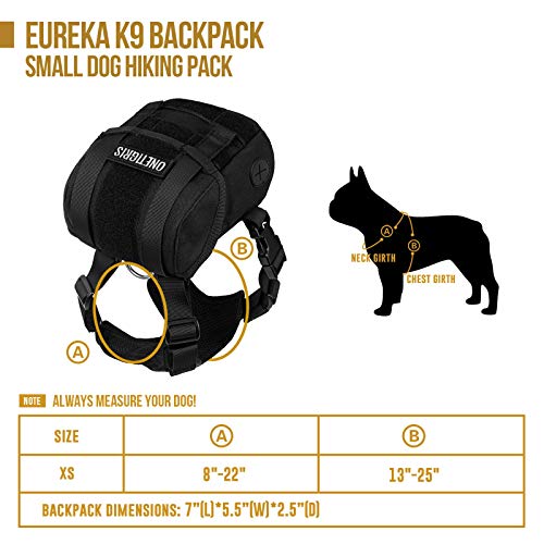 Military Dog Collar And Dog Backpack Set, Small Tactical Dog Harness For Camping Walking(Black) #TOP2