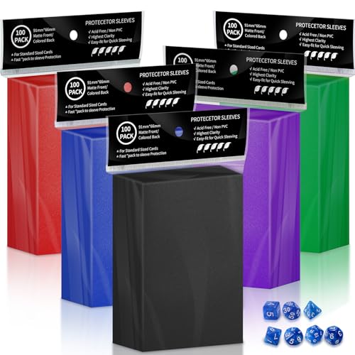 500 Count Card Sleeves for Trading Cards, Matte Deck Guard Card Sleeves, Card Protectors Sleeves for MTG, Baseball/Sports Cards, Yugioh Card, Game Card (5 Colors)