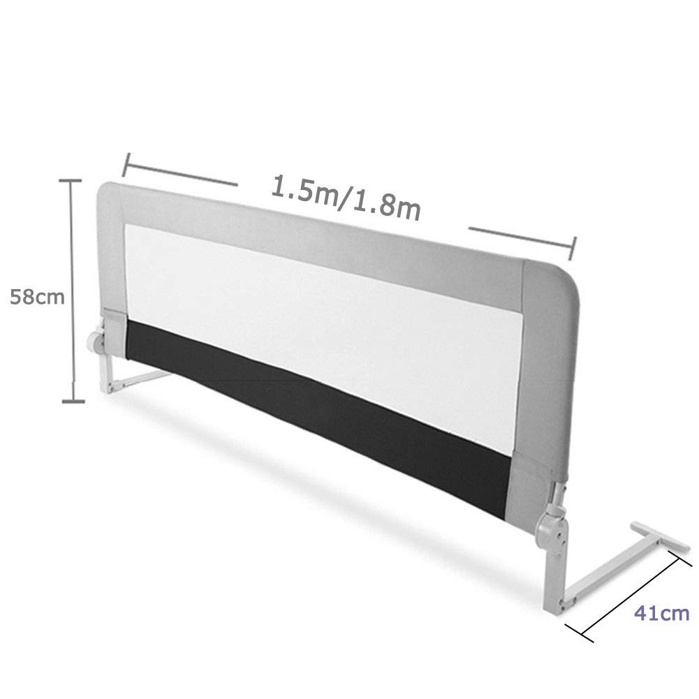 Barandillas De Cama Protección Barandilla De Cama Abatible hacia Abajo Barandilla De Malla con Protección contra Caídas De Malla Ventilada para Cama Individual/Doble, Caqui (Tamaño