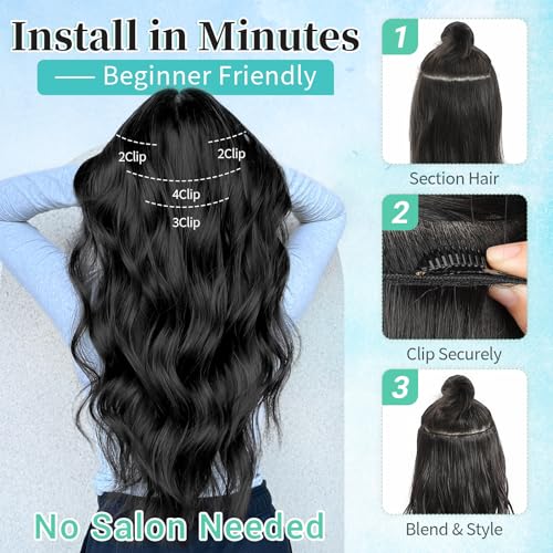 Image of KooKaStyle Wavy Thick Clip in Hair Extensions 24 inch Dark Brown