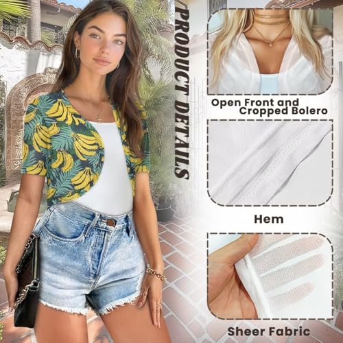 Image of Womens Short Sleeve Bolero Shrug Open Front Knit Cropped Cardigan Shoulder Cover for Dress Cute Casual Knit Cover Up