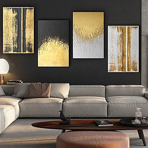 Peinture abstraite or moderne grand format 70x100 cm pour décoration de salon chic