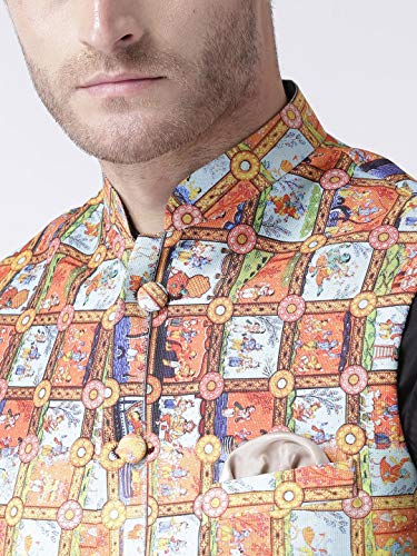 Image of Hangup mens printed nehru jacket 29A PRINTED NEHRU