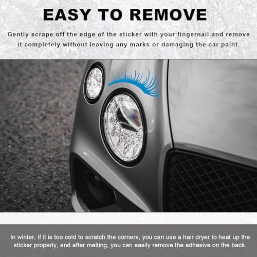 Image of KVAEY 2 PCS Car Headlight Eyelash Stickers, Cute Fake Eyelashes Decal for Bumper Auto Body Window, Waterproof Reflective PET Charming Eyelash Sticker Funny Decor for Car SUV Truck (Blue)
