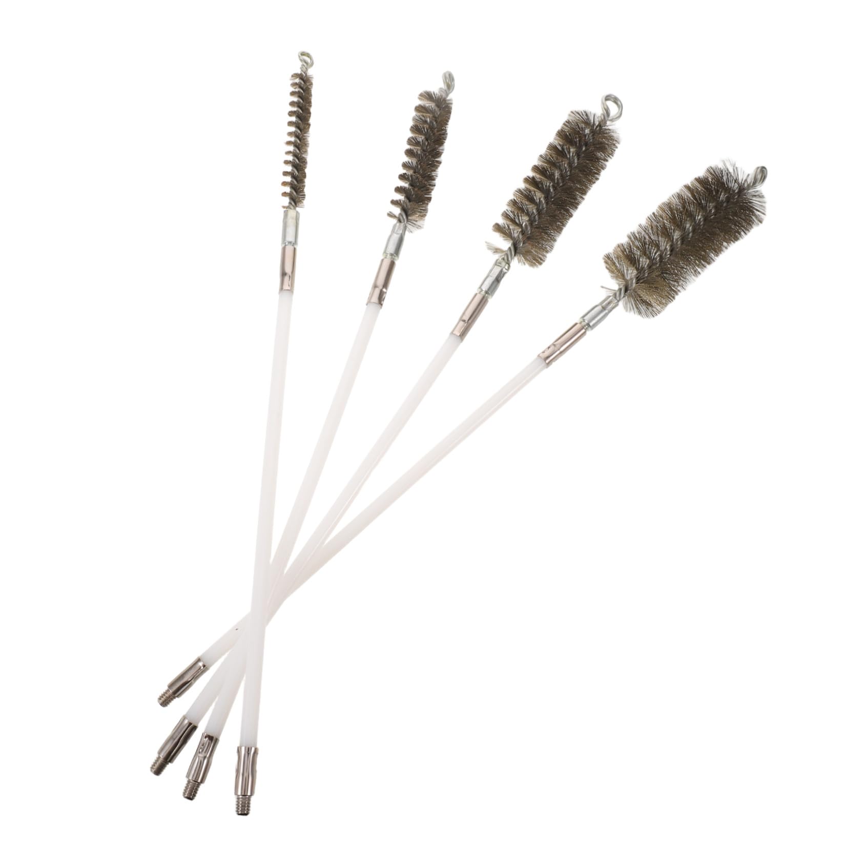 NUOBESTY 4 Pezzi Spazzola per Stufa con Connessione Sicura M8 in Ferro Zincato, Asta Estensibile Illimitata per Rimuovere Fuliggine e Residui, per Piccole Caldaie e Manutenzione Stufa
