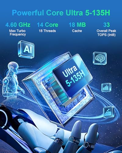 Image of WEIDIAN AI Mini PC RTX 5050, Mini Gaming PC AI Ultra 5-135H 32GB DDR5 1TB NVME SSD, 8K 2DP 2HD, WiFi7 BT5.4, 8USB, Industrial Computer Support AMT Remote Management | 7x24H Operation