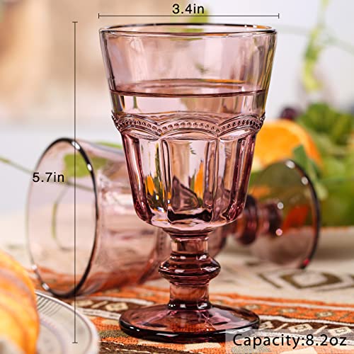 Physkoa Red Wine Glasses Set Of 6 - Dishwasher Safe Vintage Drinking Glasses For Wine - Christmas Glasses Drinkware Goblets Pink Glasses With European Style - Colored Wine Glasses For Party #TOP2