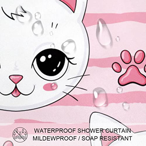 Rideau de douche chat mignon 152x183cm avec 12 crochets - 4