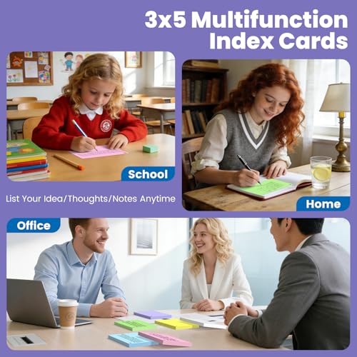 300 PCS Index Cards 3x5 in Blank Flashcards, 3x5 Cue Cards, Flash Cards with 6 Metal Binder Ring, Colored Paper Record, Study, Recipe Revision Flashcards for Taking Notes, Reminder image 1