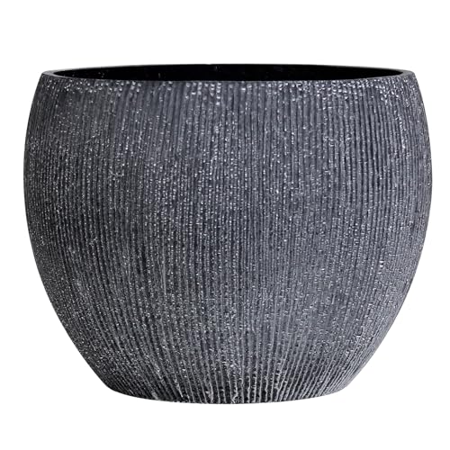 Olly & Rose Maceta Extra Grande – Maceta de jardín de carbón XL – Maceta de jardín XL con patrón Envejecido para Exteriores y macetas Grandes para Interiores – 46 cm