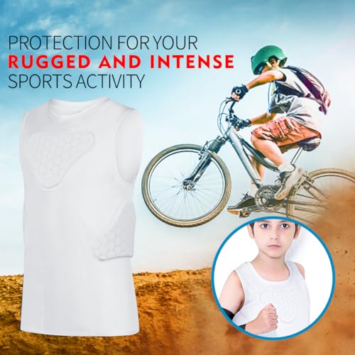 DGXINJUN Camiseta juvenil acolchoada com protetor de costela para crianças, meninos, meninas, colete