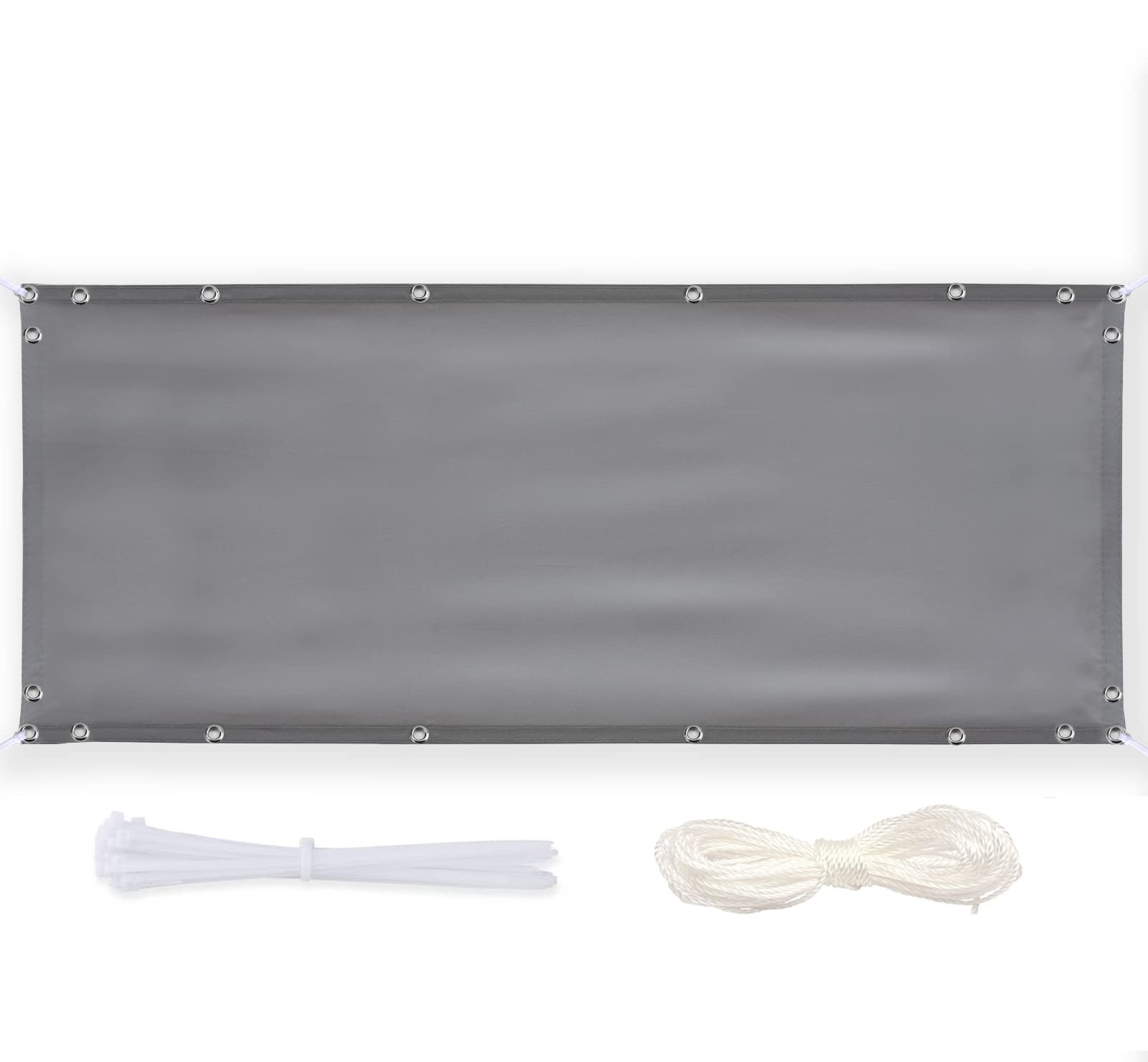 Bâche de protection de balcon grise 70x800 cm pour l'ombrage et l'intimité de votre terrasse