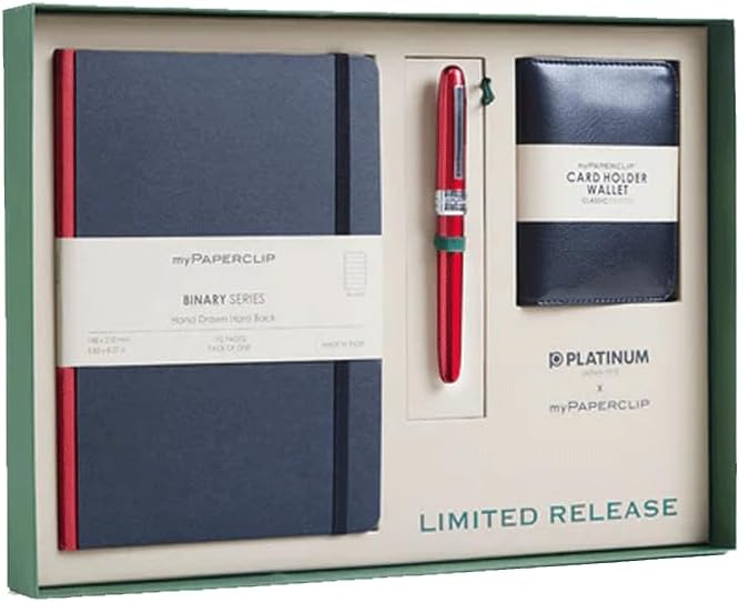 myPAPERCLIP PLATINUM x, Gift Set - F1 BINARY Series NOTEBOOK, PLAISIR & CARD HOLDER WALLET RED.