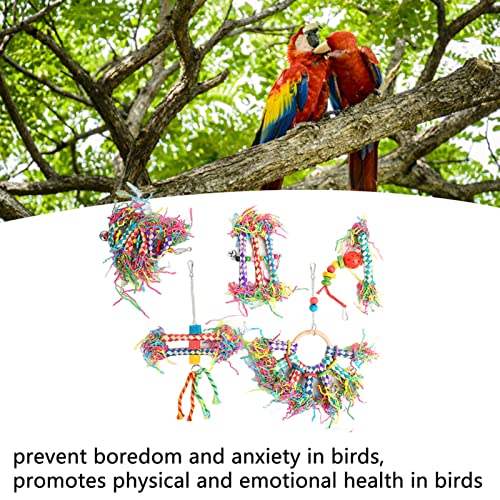 Tnfeeon 5Pcs Bird Shredding Toys Cage Bite Toys Bird Block Toys Safe Colorful Bird Foraging Shredder Toy with Hook for Parrots Parakeets - Image 2