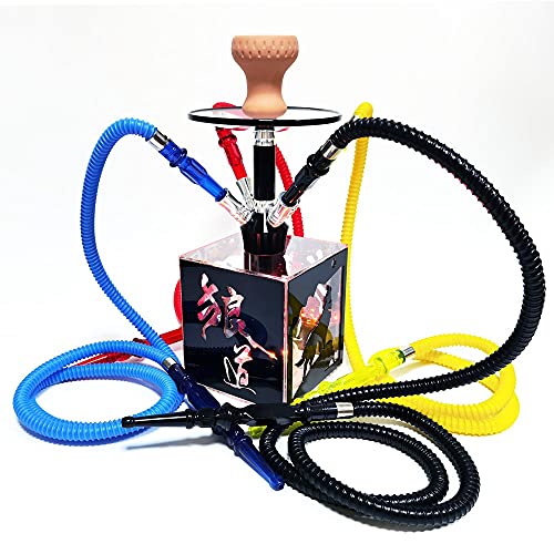 Rteanb Hookah Arabic Hookah Hookah Hookah 4-Pipa Hookah con luz LED Shisha para un Mejor Disfrute de Shisha Hookah Fumar, Adecuado para familias, Fiestas, restaurantes, Bares, Clubes Cover