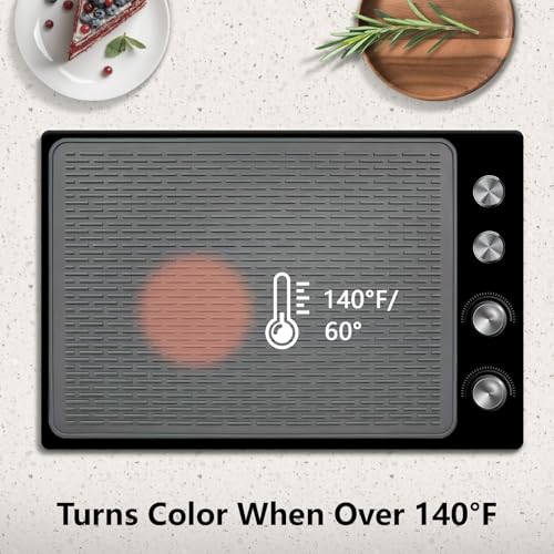 Image of Stove Top Cover for Electric Stove, 28 inchx20 inch Thermochromic Silicone Stove Mat for Glass Top Stove, Glass Cooktop Protector, Range Covers for Electric Stove (Gray-Pink,Temperature-changing)