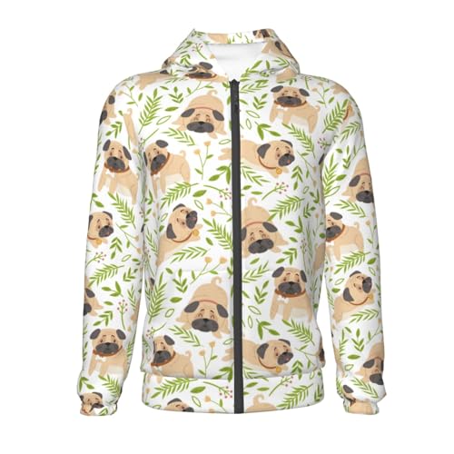 Puppy and Spring Flowers Kid Hoodies Boys Zip Up Sweatshirts Girls Pullover with Pocket2