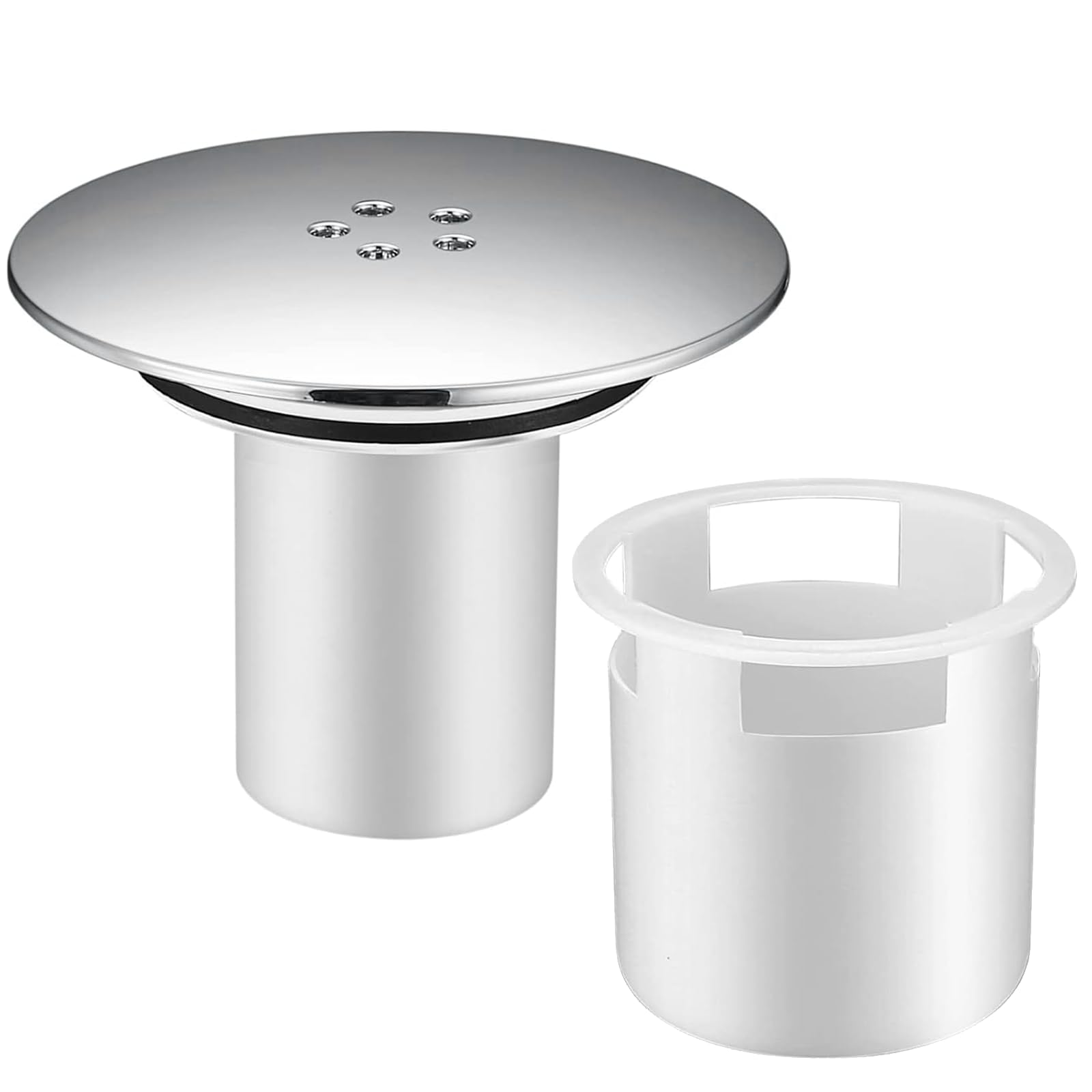 Shower Tray Drain Cover Outlet Replacement, 90mm/115mm Chrome Shower Trap Parts, Removable Shower Waste Trap Top, Fitting Fast Flow Shower Plughole Cover, Keep Shower Clog-Free Cover Cap Plug Hole