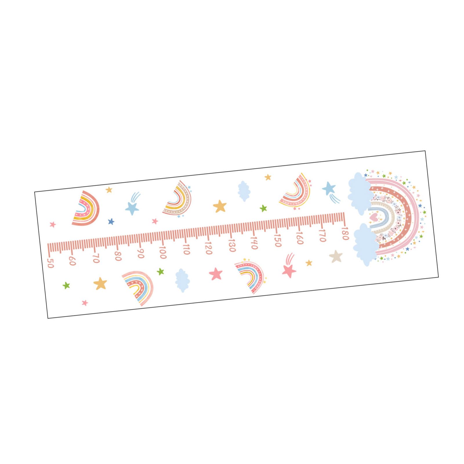 Yhplxyuus Nursery Height Growth Chart Wall Decal Cartoon Rainbow Pattern Adhesive Height Measurement Ruler Wall Sticker Set Decal