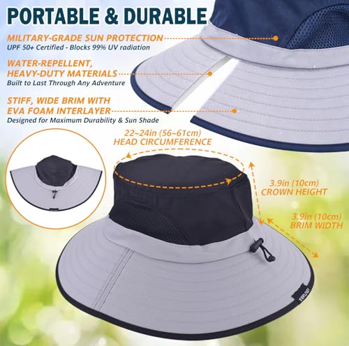 Image of Wide Brim Sun Bucket Hat, Waterproof Boonie Hat for Men & Women | UPF 50+ UV Protection, Adjustable Fit, Chin Strap & Sweatband, Foldable Durable for Fishing Hiking Garden Beach