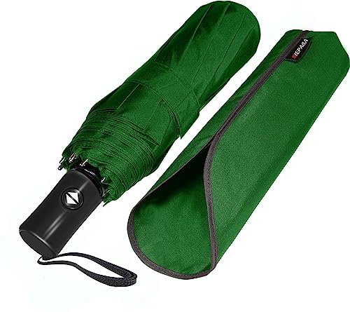 Image of SIEPASA Windproof Travel Compact Umbrella-Automatic Umbrellas for Rain-Compact Folding Umbrella, Travel Umbrella Compact, Small Portable Windproof Umbrellas for Men Women Teenage. (Green)