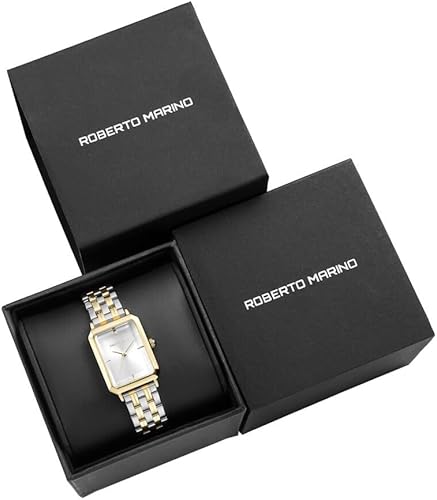 Miniatura 4 de Roberto Marino RM1982 Reloj de Lujo para Mujer Rectangular en Oro Movimiento de Cuarzo Japonés, Diseño Vintage de Acero Inoxidable, Esfera