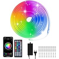 CHACOKO RGB Neon Luces LED 5M, Tira LED 84 LED/Metro Impermeable IP65 24V, APP y Mando a Distancia, 420 LED RGB Neon LED, Sincronización de Música para Habitación, Sala de juegos, Exterior, Fiesta