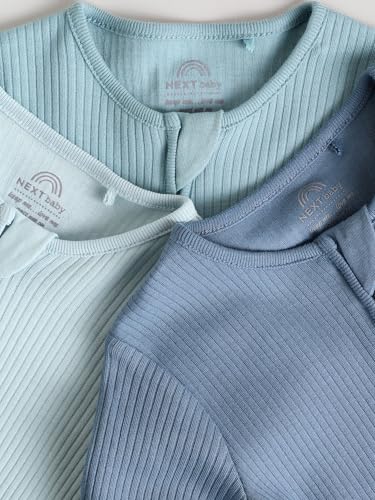 NEXT Baby Jungen Fußlose Babyschlafanzüge mit Zweiwege-RV, 3er-Pack Blau 68-74