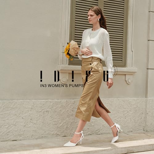 IDIFU IN3 Womens Closed Toe Heels Pointed Toe Kitten Low Pumps Stiletto Removable Bow Ankle Strap Dress Shoes for Women Wedding Bride Party Prom Heels Dressy Comfortable Formal Pumps Shoes2