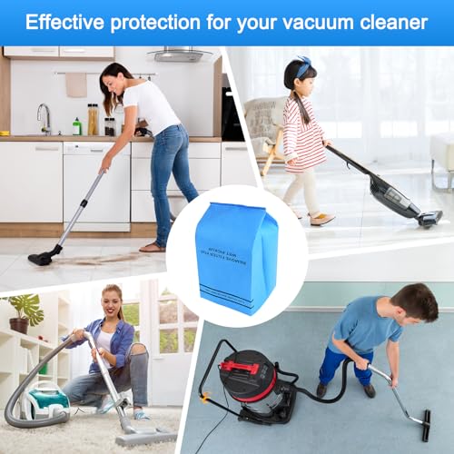 TOPHONIEX 20 Packs Wet Dry Filter Bags with 10 Pieces Retaining Bands for Shop Vac 2-2.5 Gallon WS01025F2 WS0500VA WS0400SS Vacuum Cleaner, Blue Non-woven Dust Filter Bags for Stinger Craftsman Husky