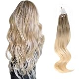 ABH AmazingBeauty Hair Micro Links Hair Extensions Human Hair Ash Brown Ombre Platinum Blonde Hair E