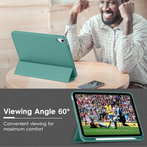 Image of ToaPoia Case for iPad (A16) 11 Inch 2025 /iPad 10th Generation 10.9 Inch 2022, Slim Trifold Stand Protective Cover with Pencil Holder and Soft TPU Back,Support Auto Sleep /Wake (Forest Green)