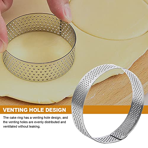 Cake Ring Molds, 6Pcs/Set Stainless Steel Porous Tart Ring, Perforated Pie Cake Ring Mold, Cake Mousse Ring With Holes For Baking Dessert Ring Tools Heat-Resistant (Size:6Cm) #TOP3