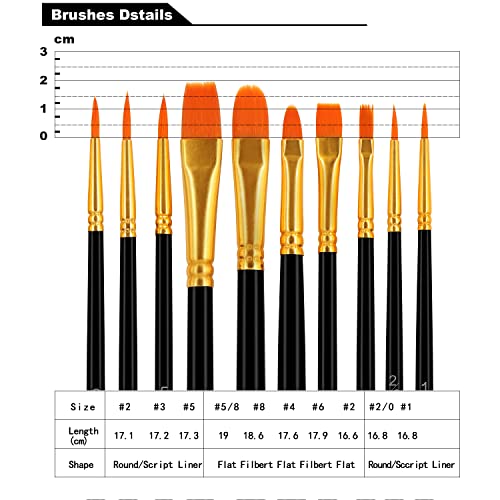 Joinrey Paint Brushes Set,20 Pcs Round Pointed Tip Paintbrushes Nylon Hair Artist Acrylic Paint Brushes For Acrylic Oil Watercolor, Face Nail Art, Miniature Detailing And Rock Painting (Black) #TOP6