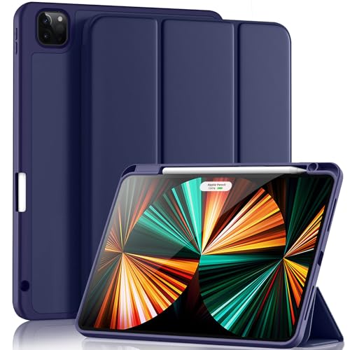 Yuloigan Designed for iPad Pro 11 Inch Case 4th/3rd/2nd Generation with Pencil Holder, Slim Protective Trifold Cover for iPad 11 Pro Case 2022 (4th Gen) /2021 (3rd Gen) /2020 (2nd Gen), Navy Blue - image 1