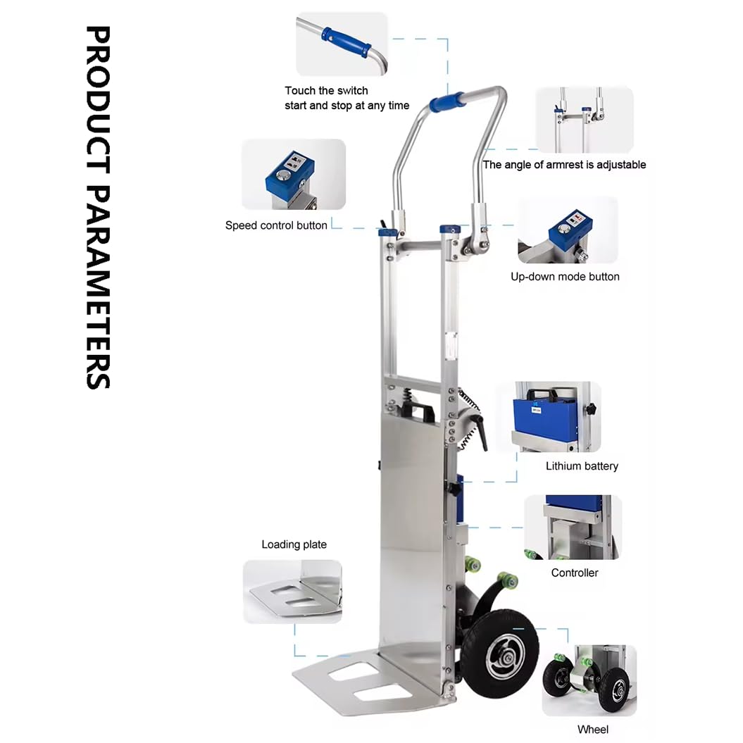 Elektrischer Treppensteiger,Mit Ausziehbarem Griff,Elektrischer Treppensteiger,Electric Stair Climber Aus Aluminiumlegierung,Trolley-Rädern,Dolly-Trolley,Tragfähigkeit 200 Kg A