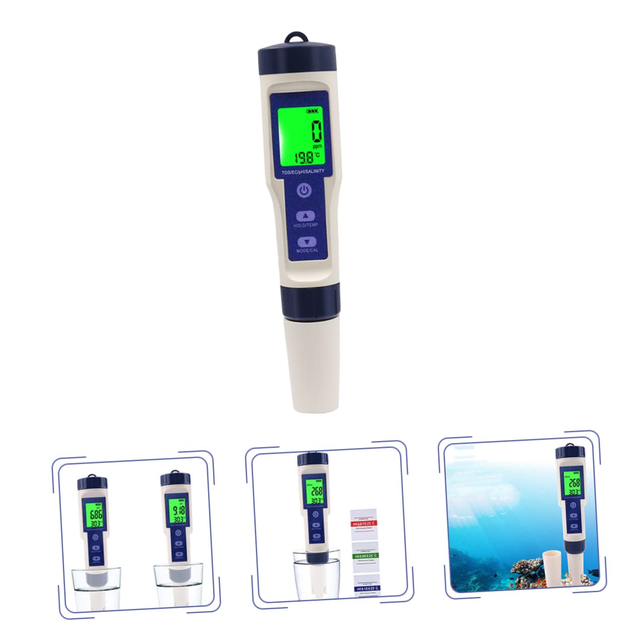 Hohopeti Probador Digital De Salinidad para Acuarios Medidor De Calidad De Agua Salada y Fácil De Usar para Piscinas y Tanques De Peces