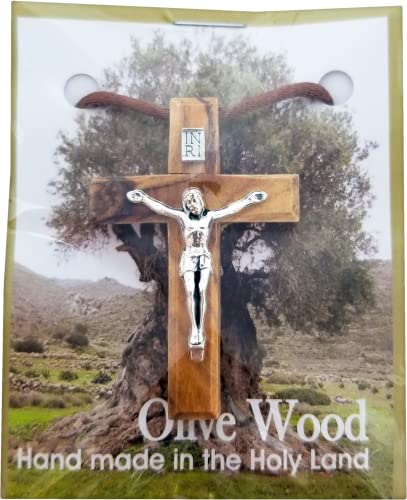 Jesus Crucifix Cross, Wooden Cross Necklace for Men & Women, Certified Holy Land Olive Wood Orthodox Pendant Necklace from Bethlehem Israel, Christian & Catholic Religious Keepsake Gift3