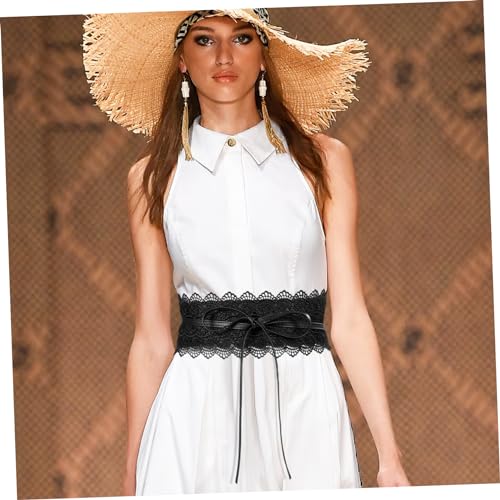 Lace Waist Belt Wide Band Corset Cinch for Women Adjustable Bowknot Tie Fashion Accessory for Dresses Prom Party and Casual Wear Black2
