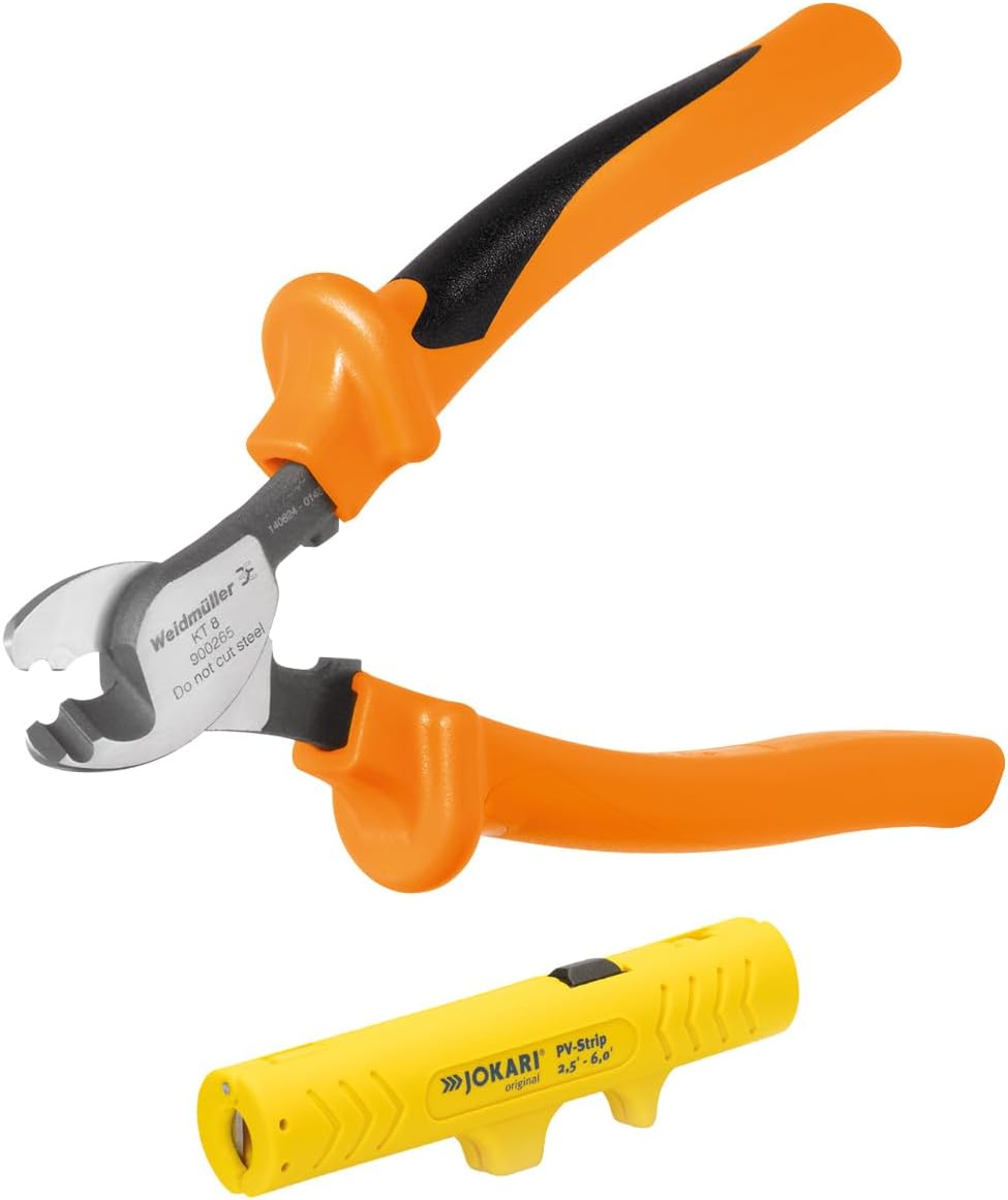Weidmüller Jokari 490315 PV Strip and Weidmüller KT8 VDE Cable Processing Set 2-Piece Tool Set