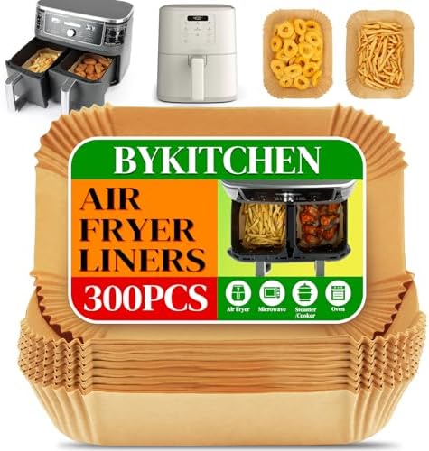 BYKITCHEN 300PCS Air Fryer Liners for Ninja Dual Airfryer, Rectan...