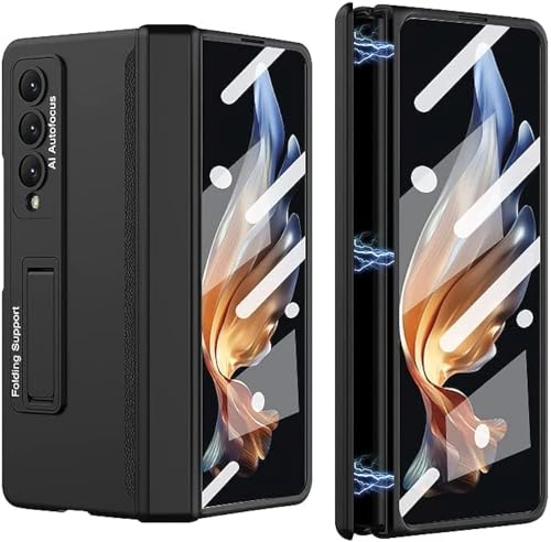 DEMCERT for Samsung Galaxy Z Fold 3 5G Case Hinge Protection,Z Fold 3 Magnetic Case,Ultra Thin PC Silicone 360-degree All-inclusive Hinge Folding Automatic Recovery Magnetic Suction Cover (Black)